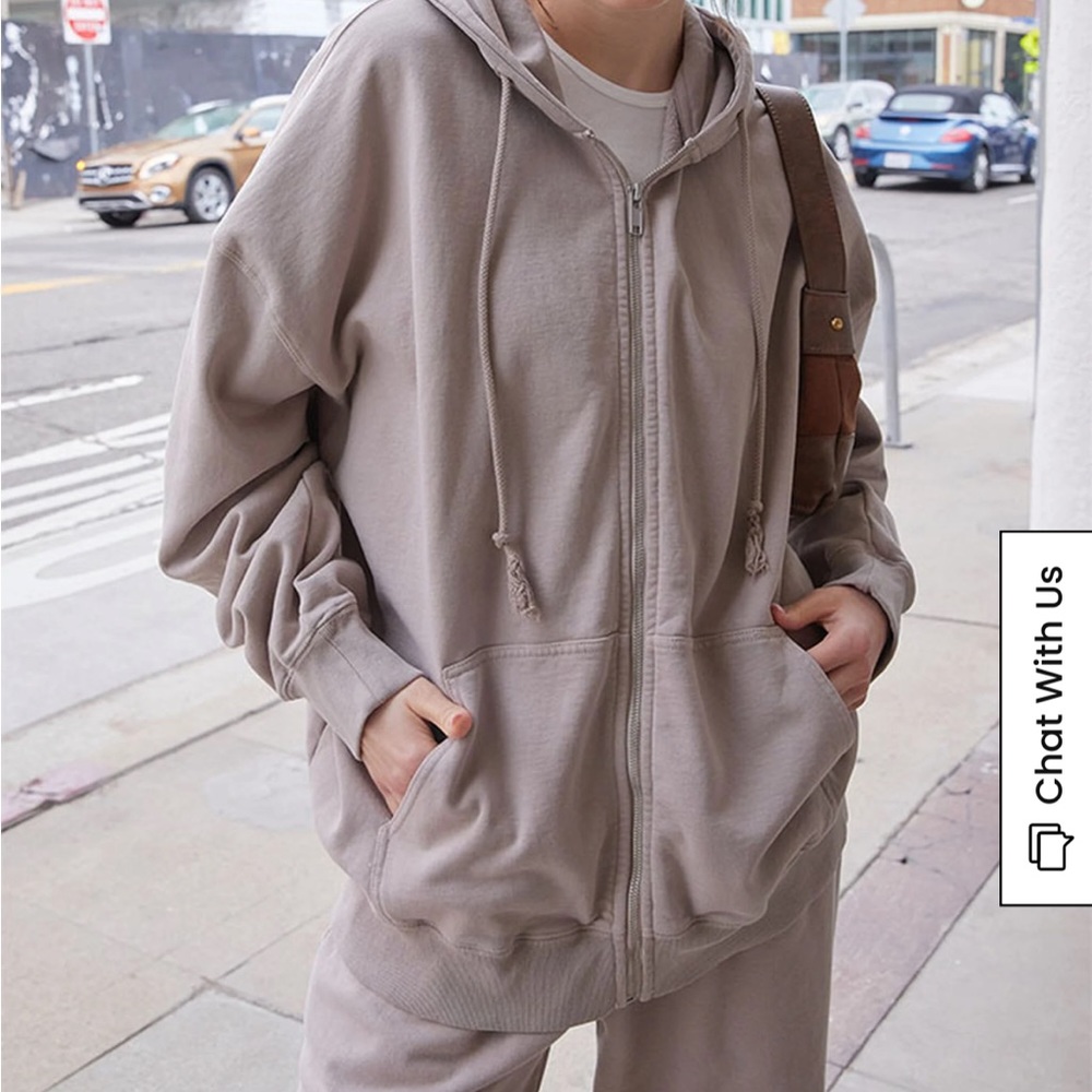 John Galt Taupe Full Zip Hoodie